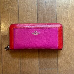 Coach red and pink full size wallet